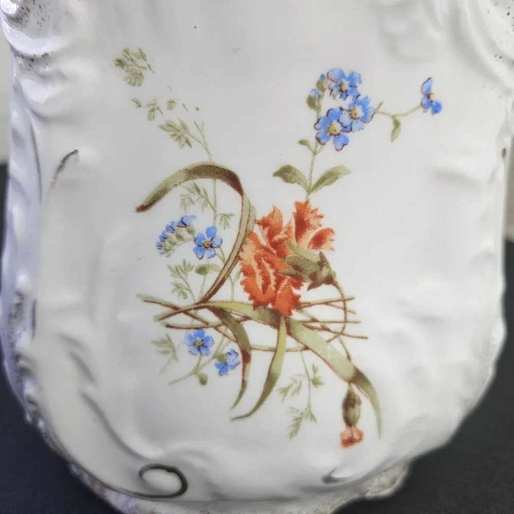 Antique KPM Germany Krister Porcelain Vase Pink Carnations 386/355 Excellent